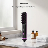 Lisseur de barbe sans fil rechargeable par USB, ions négatifs, chauffage rapide, brosse chauffante sans fil pour hommes, coiffage portable