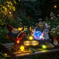 SWAITE Handgefertigter, handbemalter Harz-Tierfigur-Zwerg im Baumstumpf-Stil, solarbetrieben, vielseitig einsetzbar für Innen- und Außenbereich, Garten, Hof