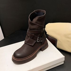 รองเท้าบูทหนังแท้คุณภาพสูงสำหรับผู้หญิง ฤดูหนาว/ฤดูใบไม้ร่วง - Product Image 3