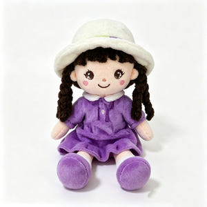 Muñeca de peluche con cabello trenzado personalizado, muñeca de peluche con rostro bordado, muñeca de peluche suave y peluda con vestido, muñeca de peluche de alta calidad. - Product Image 4