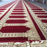 Tapis de mosquée personnalisé en polyester, classe B1, ignifuge, noué à la main, à poils longs, pour hôtel, hall, couloir commercial