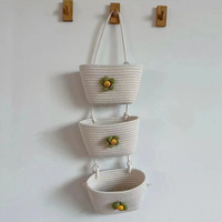 Panier de rangement mural en corde de coton pour sous-vêtements, chaussettes et petits objets – Organisateur mural