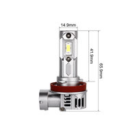 Ampoule de phare LED H11, taille mini 1:1, 27W 3000LM 6500K, remplacement halogène avec ventilateur de refroidissement