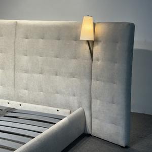 Diseño de marco doble de lujo de tamaño de teca gemelos tapizados el roble importado pequeñas maderas minimalistas inteligente elegante bonita cama de tamaño completo - Product Image 4