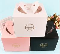 Nuovo imballaggio stampato portatile in cartone di plastica scatola di imballaggio materiale quadrato rosa Cupcake scatole torta scatola con finestra