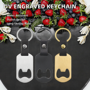 Llavero Abridor de Botellas de Acero Inoxidable, Impermeable, Moderno, Estilo Ejecutivo, con Hebilla de Cuero para Grabado y Estampado Láser - Product Image 2