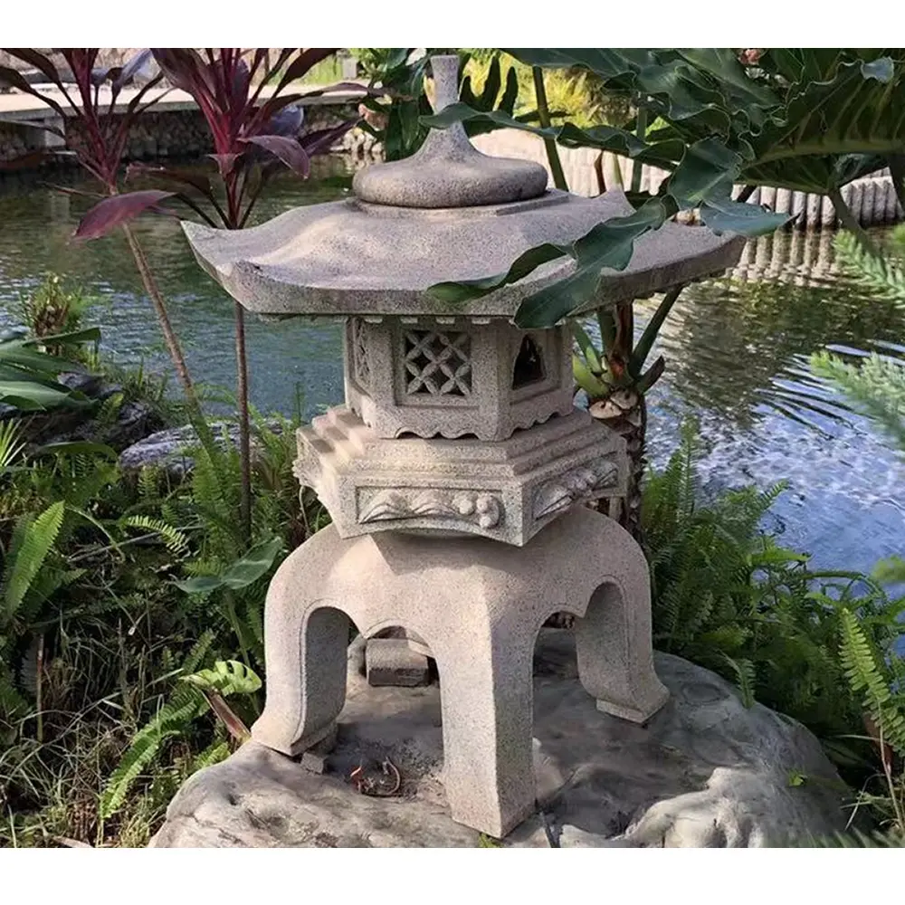 Lanternes japonaises en pierre granit sculptées, décoratives, faites à la main, pour l'extérieur, pièces