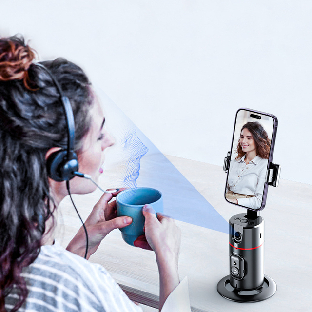 Auto Tracking 360 Tripod for Cell Phone Rotating with Remote Phone Recording Holder Tracking Tripod for Phone Smart Shooting