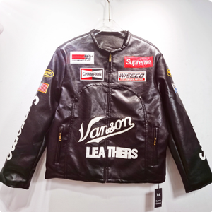 مصنع السعر 26 جديد الأوروبية الأمريكية أزياء العلامة التجارية التعاون الشتاء الوقوف الجبهة دراجة نارية جلدية بومبر سترة فاخرة - Product Image 2