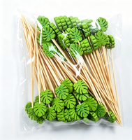 Bamboe Fruitprikkers Blad Lange Steel Minimalistisch Wegwerpbaar Ecologisch Cocktailprikkers Stokjes Feest Decoratief Eten