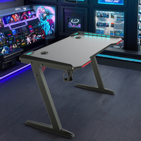 Bureau de jeu PC grand format en forme de Z avec éclairage LED RVB, plateau en fibre de carbone et en bois, nouveau bureau de jeu pour joueurs