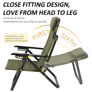 Chaises longues de jardin d'extérieur, légères, en aluminium, dossier réglable, chaise pliante portable, chaise de camping avec coussin - Product Image 5