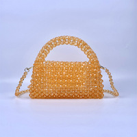 Marke benutzer definierte hand gewebte massive Metall kette Umhängetasche tragbare Flip Slung Mini Dinner Perlen Tasche Hand gewebte Tasche
