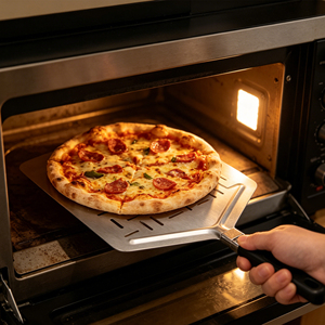 Accesorios <span class=keywords><strong>para</strong></span> Horno de Barbacoa al Aire Libre, 14*16 Pulgadas, Acero Inoxidable 430, Perforado, Mango Plegable de TPR, Espátula <span class=keywords><strong>para</strong></span> Hornear, Pala <span class=keywords><strong>para</strong></span> <span class=keywords><strong>Pizza</strong></span> - Product Image 4