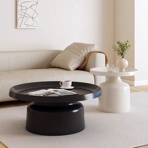 Ensemble de table basse NKAHS style Martini crémeux, écologique, avec cadre métallique moderne, mobile, décoratif, facile à nettoyer, pour salon - Product Image 1
