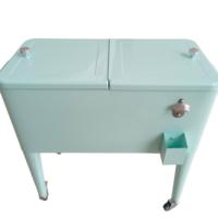 Chariot isotherme moderne 73L avec roulettes, glacière métallique pour le jardin et le camping, garde au frais