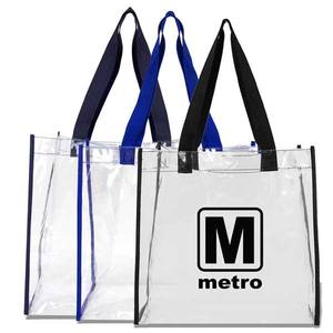 再利用可能なホログラフィックプラスチッククリアバッグ高品質美しいビーチレディースハンドショッピングカスタム透明Pvcトートバッグ - Product Image 3