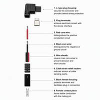 Cable de Carga USB Tipo C Hembra de 90 Grados con Conector JST de 2 Pines, Arnés de Cables Rojo y Negro, Ensamblaje de Cable de Alimentación para PCB, OEM Personalizado