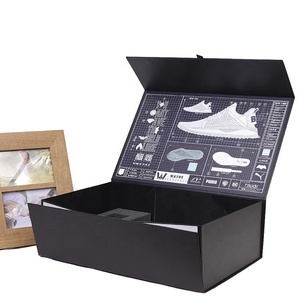 Shoe Box Luxury Black Clothing Bra Shoe Foldable Paper Packaging Box Rectangular Recyclable Cardboard Boxes With Magnetic Lid