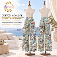 Pantalons amples pour femmes pour un usage décontracté, style à jambes larges, taille élastique, style bohème, avec poches