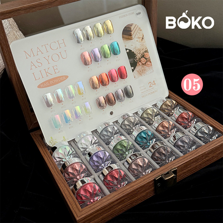 Caja de madera vintage de 24 colores 05