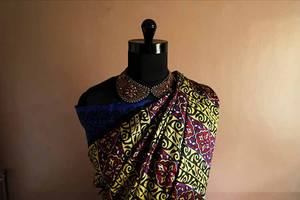 Ropa India Accesorios de moda Bloque de mano Impreso Pure Desi Tussar Seda Saree para niñas Fiesta y eventos uso - Product Image 4