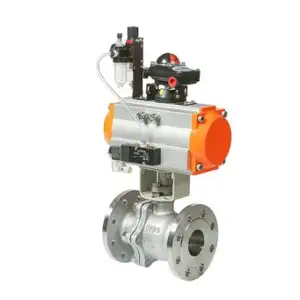 Pneumatic flange ball valve with positioner