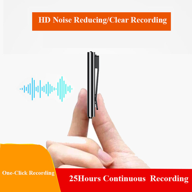 Mini Voice Recorder Clip 4-32GB Noise Reduce USB Flash Drive Audio Record Pen WAV MP3 Player Zinc Alloy Supports External Mic
