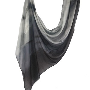 Pañuelo largo de satén de poliéster y algodón con estampado tie-dye en blanco y negro, hiyab modal con encaje, ¡gran oferta! - Product Image 5