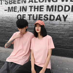 Confortable 180g glace soie coton cou pull couleur unie Logo à manches courtes coupe ample T-shirt pour garçons tissé tissu Base <span class=keywords><strong>chemise</strong></span> - Product Image 2