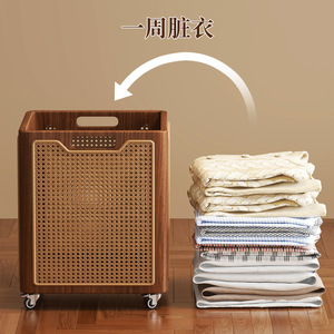 Hiện đại thân thiện với môi vuông mây mía quần áo cản trở bằng gỗ giặt giỏ với có thể tháo rời nắp và tải thả các tính năng - Product Image 4