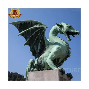 Design personalizado de alta qualidade grande metal arte dragão estátua, tamanho grande bronze latão roar dragão escultura para venda ao ar livre