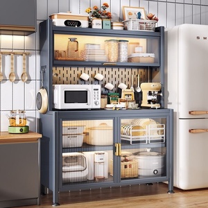 <span class=keywords><strong>Armoire</strong></span> de <span class=keywords><strong>rangement</strong></span> indépendante de 74 pouces avec grand comptoir et portes en verre ajustables, meubles de salle à manger - Product Image 3