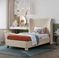 Lit double plateforme en tissu bouclé de style minimaliste italien moderne, meubles d'intérieur pour chambre à coucher