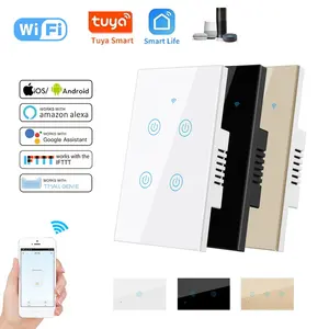 Tuya light 1 2 3 4 Gang Glass 500W AU US standard smart home device automation smart wifi Wall Switch socket