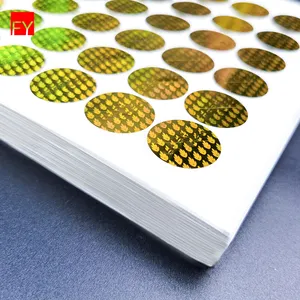 ホログラフィックラベルカスタムステッカー印刷ブルーロゴ保証バーコード化粧品印刷可能な紙ダイカットビニールホログラムステッカー
