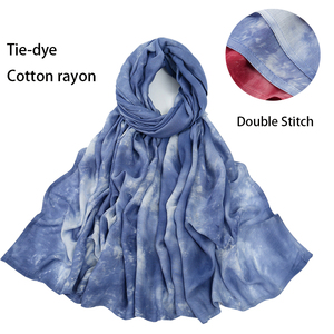 Fashion Tie-dyed <strong>Hijab</strong> for Women Muslim Long Shawl Islam Headscarf Head Wraps <strong>Turban</strong> Watercolor Printed Cotton Modal <strong>Hijab</strong> Scarf - Product Image 2