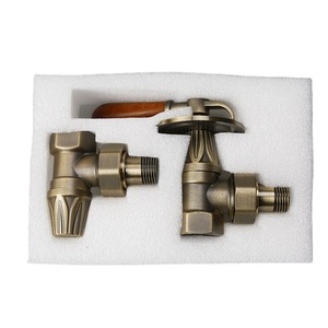 Robinet de régulation de température de style rétro européen avec poignée en bois, robinet d'angle 1/2 pour radiateurs - Product Image 4