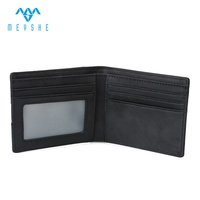 MEYSHE Dompet Kartu Pria Slim RFID Blocking, Kulit Crazy Horse, Logo Timbul, Tahan Air, Kapasitas Besar