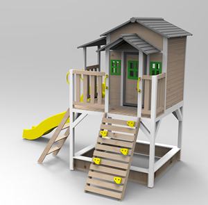 Kids Cubby <strong>House</strong> Playhouse With Mud Kitchen and Slide and Sandpit - Product Image 2