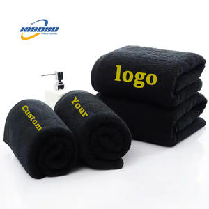 Peluquería de microfibra negra Mano Peluquería Baño Bordado Logotipo personalizado Spa Toalla facial Salón de belleza - Product Image 1