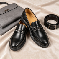 Mocassins Penny Premium pour Hommes, Style Business Casual, à Semelle Épaisse, Marron Classique, Chaussures Habillées à Enfiler