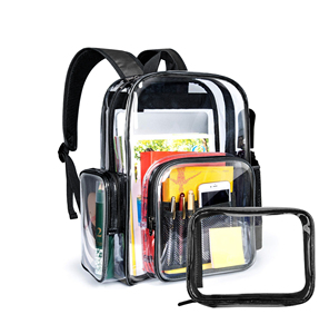 กระเป๋าเป้พีวีซีใส ทนทาน กันน้ำ ซิปปิดสนิท รับผลิตแบบ OEM/ODM เหมาะสำหรับไปโรงเรียน ทำงาน ผ่านจุดตรวจความปลอดภัย และการเดินทาง - Product Image 3