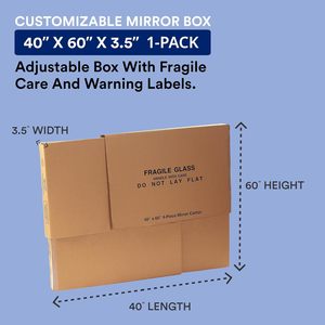 BOX USA Caja de espejo grande 40 \ "L X 3,5 \" W X 60 \ "H 1-Pack Cartón Almacenamiento en movimiento Marcos de fotos de TV Espejos Arte <span class=keywords><strong>para</strong></span> ropa de cama - Product Image 2