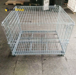 Lưu trữ nhiệm vụ nặng nề Stackable lưới thiết kế ráp dây <span class=keywords><strong>container</strong></span> với nắp - Product Image 1