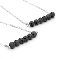 Collier avec chaîne fine en pierre de lave pour femmes, pendentif, personnalisé, pierre de lave, parfum, minimaliste, Boho, diffuseur d'huile essentielle, pour femmes, nouveau