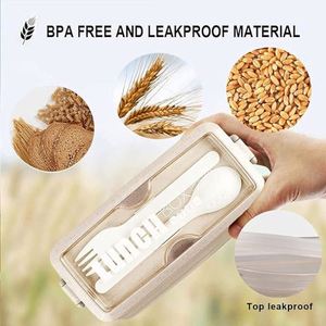 Fiambrera Bento japonesa de 3 capas sin BPA, contenedores de capa superior a prueba de fugas ecológicos con paja de trigo para preparación de comidas - Product Image 6