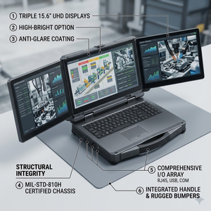 Laptop Industrial Resistente de 15.6 Pulgadas, Core i9-13900HK, RTX 3070, 16GB, Triple Pantalla, Estación de Trabajo Portátil, Clasificación IP65, Venta al Por Mayor - Product Image 4