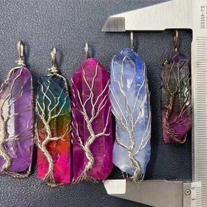 Colgante de Cristal al por Mayor, Colgante de Cristal Curativo con Punta Hexagonal, Collar con Colgante de Piedra Semipreciosa, Amuletos de Joyería - Product Image 1