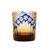 Gobelets en verre à vin bleu rubis à l'ancienne avec logo personnalisable, soufflés à la main et coupés à la main, style japonais moderne et classique pour bars